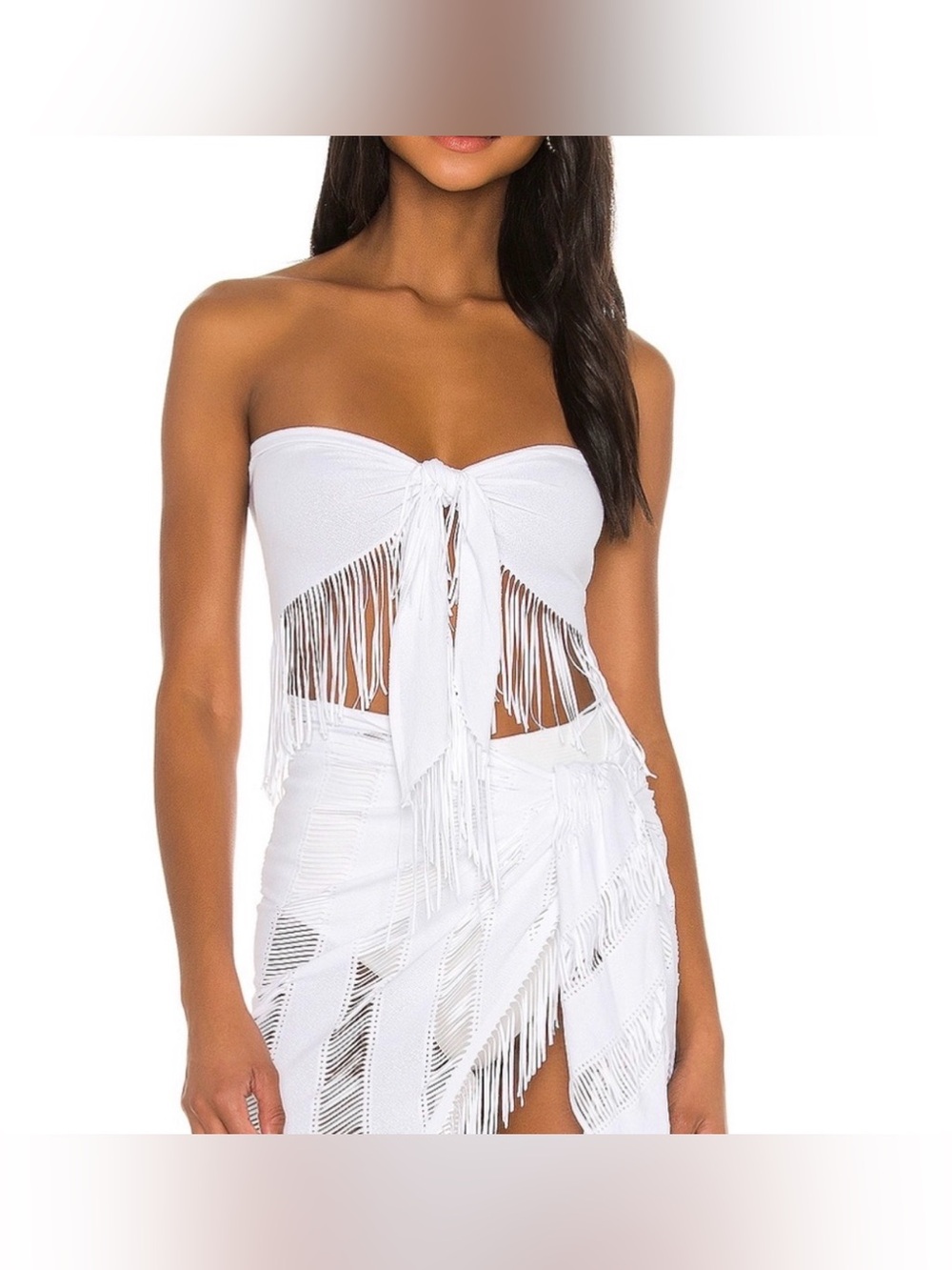 Beach Bunny Tie-Front top fringe summer
White one size